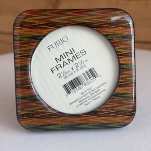 Multicolor Segmenting Wood Patterned Mini Mantle Frame New Fern Furio Retro 3x3"